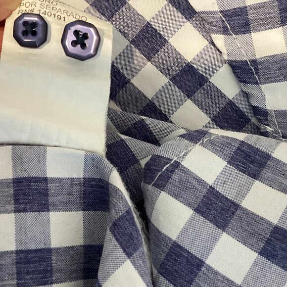 American Breed Smart Shirt Button Up Blue White Check Contrast Sleeve S 202E - Picture 7 of 7